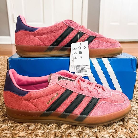 NWT Adidas Gazelle Indoor Sneakers Pink Bliss Gum Sole Women’s Size 5.5 - Picture 8 of 16